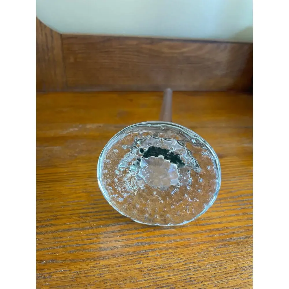 Vintage Clear Glass Single Stem Puddle Bubble Vase 12